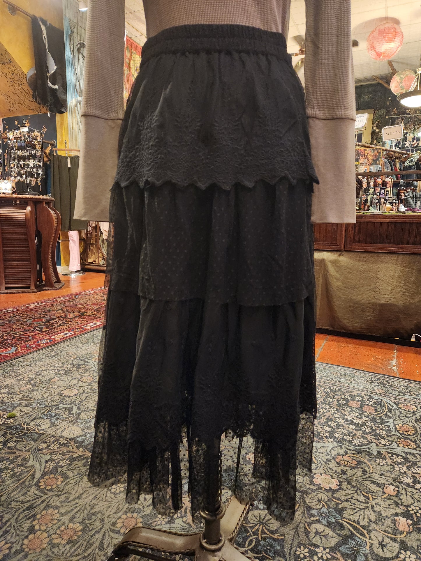 Chantilly Midi Skirt - Ebony