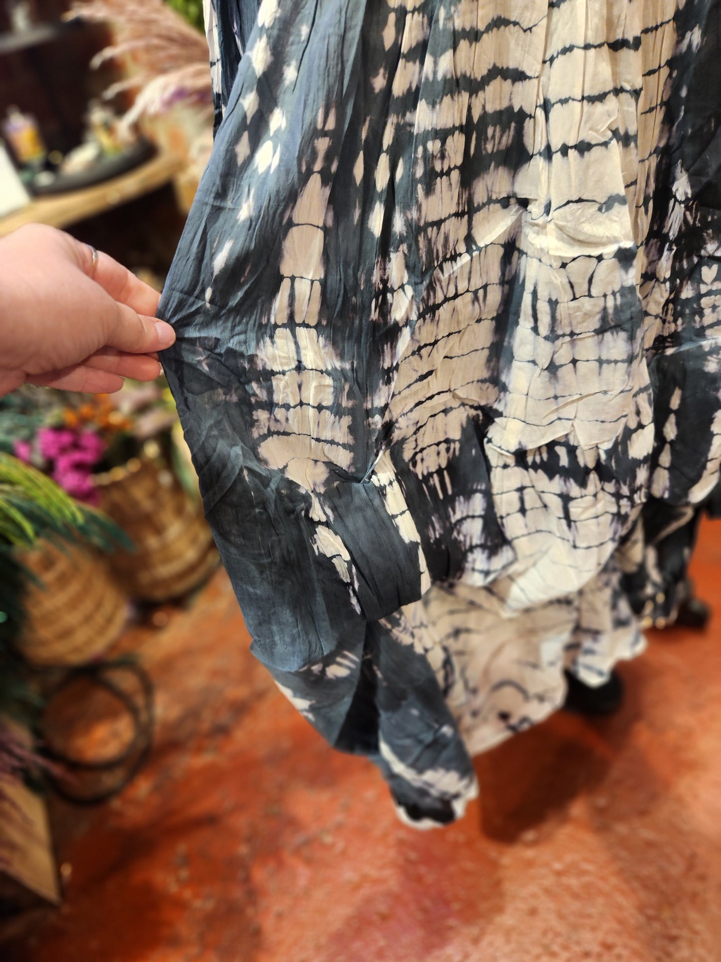 Grey/White Tie Dye Bubble Skirt
