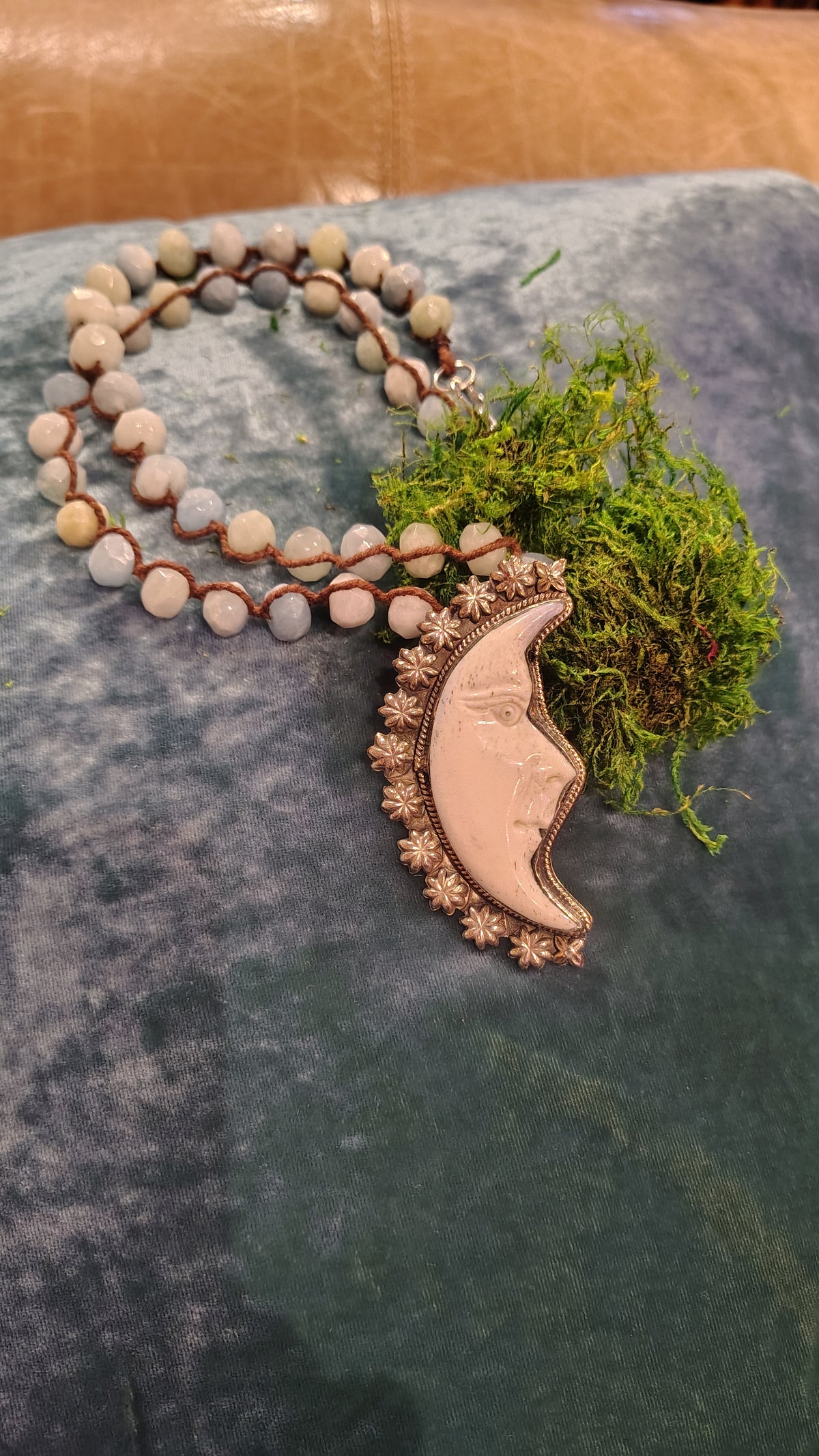 Bone Moon Carved Necklace