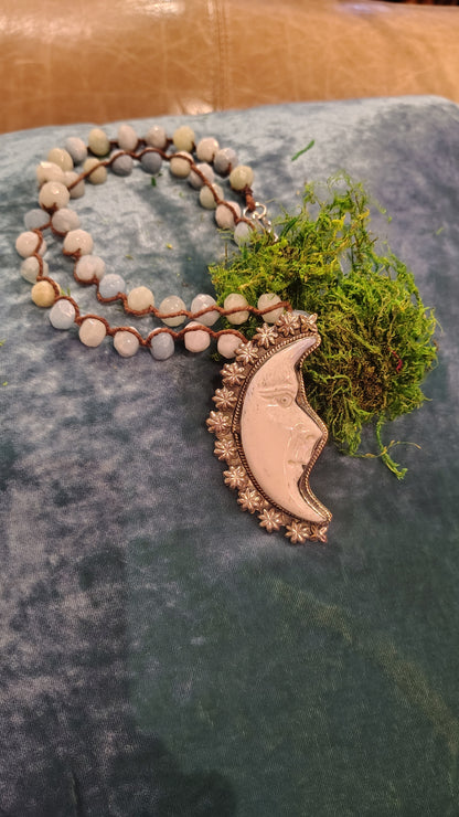 Bone Moon Carved Necklace