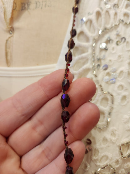 Large Bead - Crochet Layering Necklace - Garnet