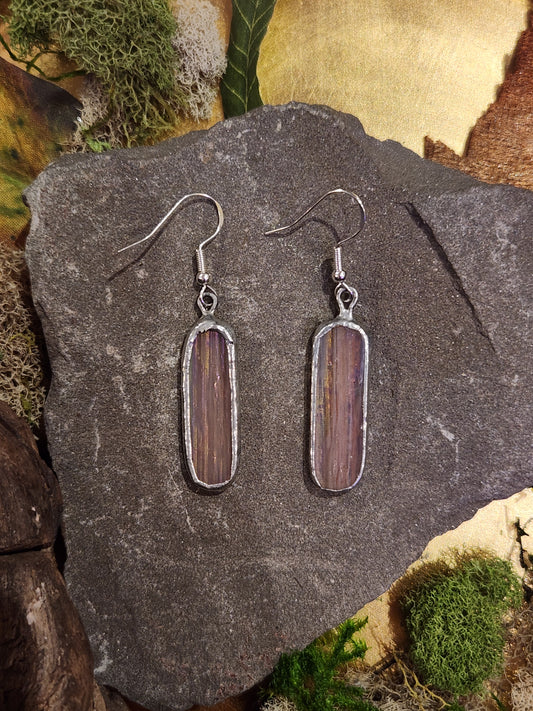 Pink Irridescent Long Oval Earrings - *KC34