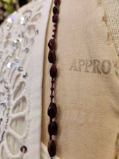 Large Bead - Crochet Layering Necklace - Garnet