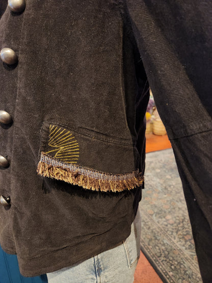 Mandala Sun Free People  Black Velvet Jacket - Vaylmith