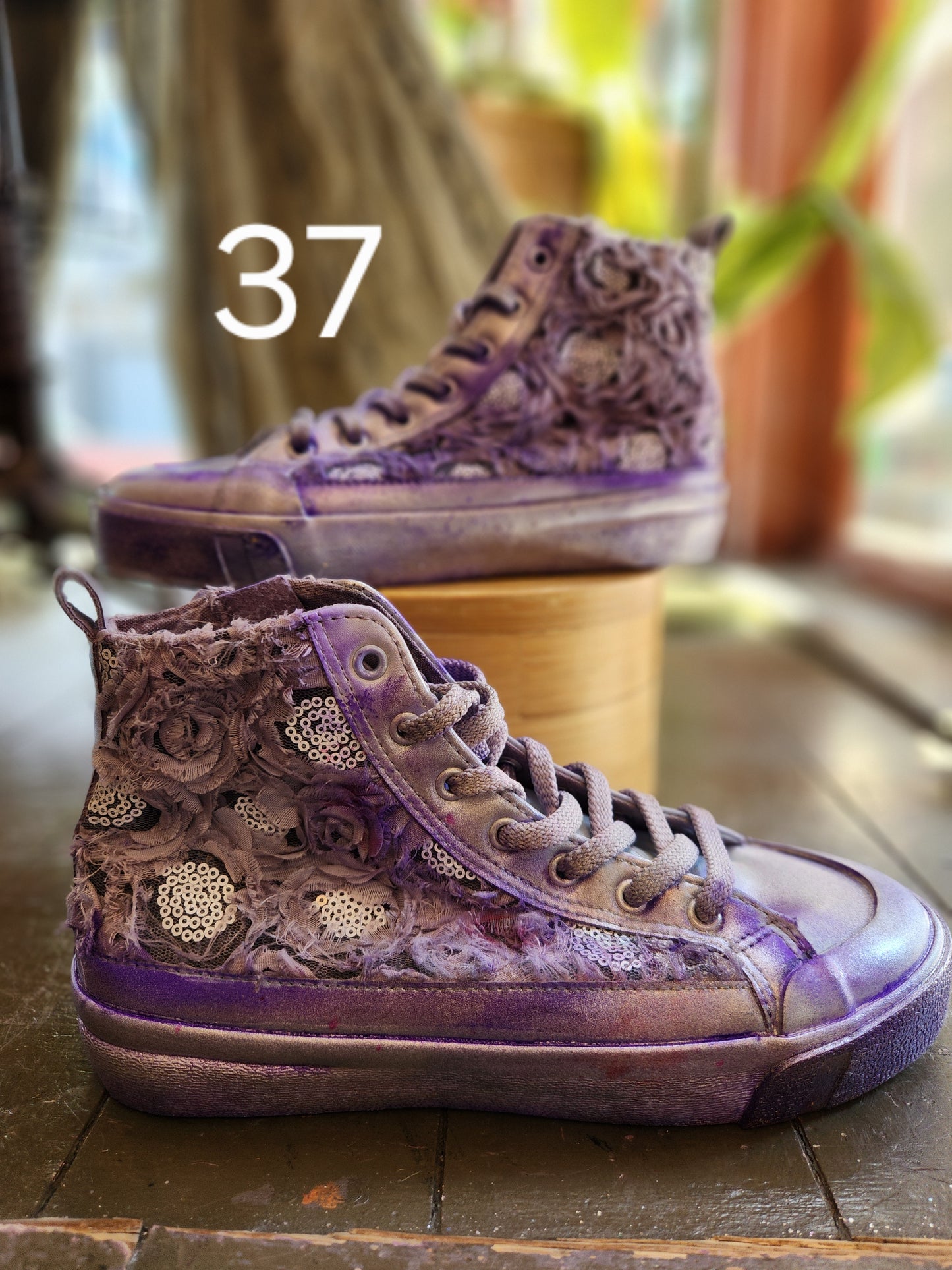 Hand Dyed Floral High Top Sneaker