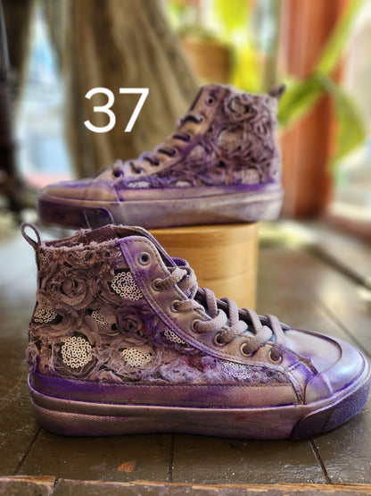 Hand Dyed Floral High Top Sneaker