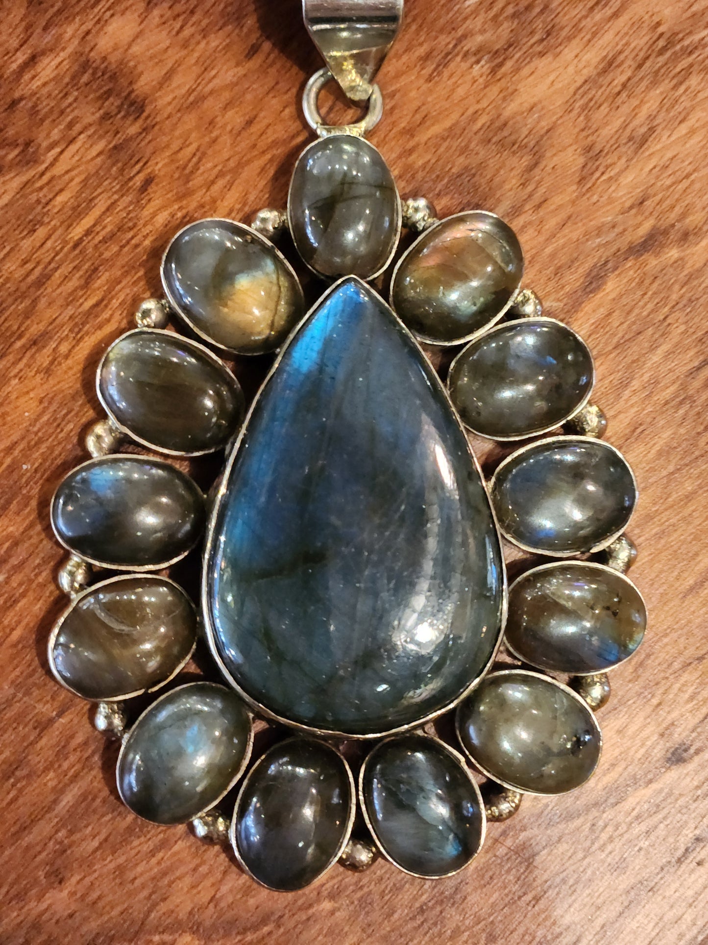 Labradorite Statement Pendant with Mixed Beaded Necklace