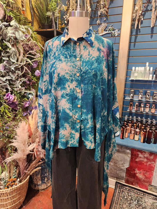 Crepe Sari Summer Nirvana Button Down