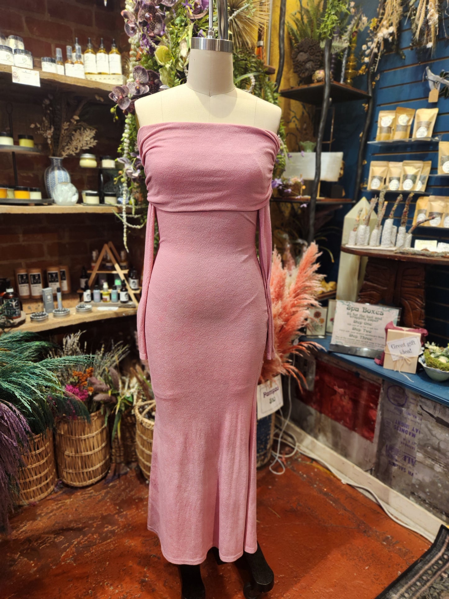 Pink Sunset Off Shoulder Maxi Dress