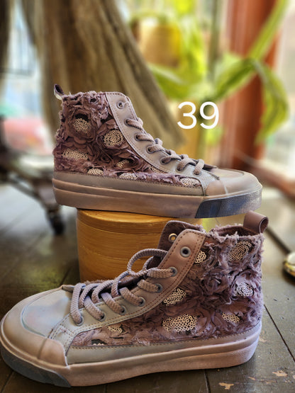 Hand Dyed Floral High Top Sneaker