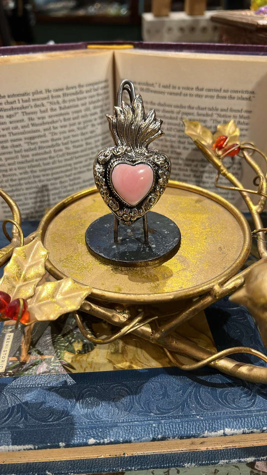 Pink Opal Sacred Heart Ring