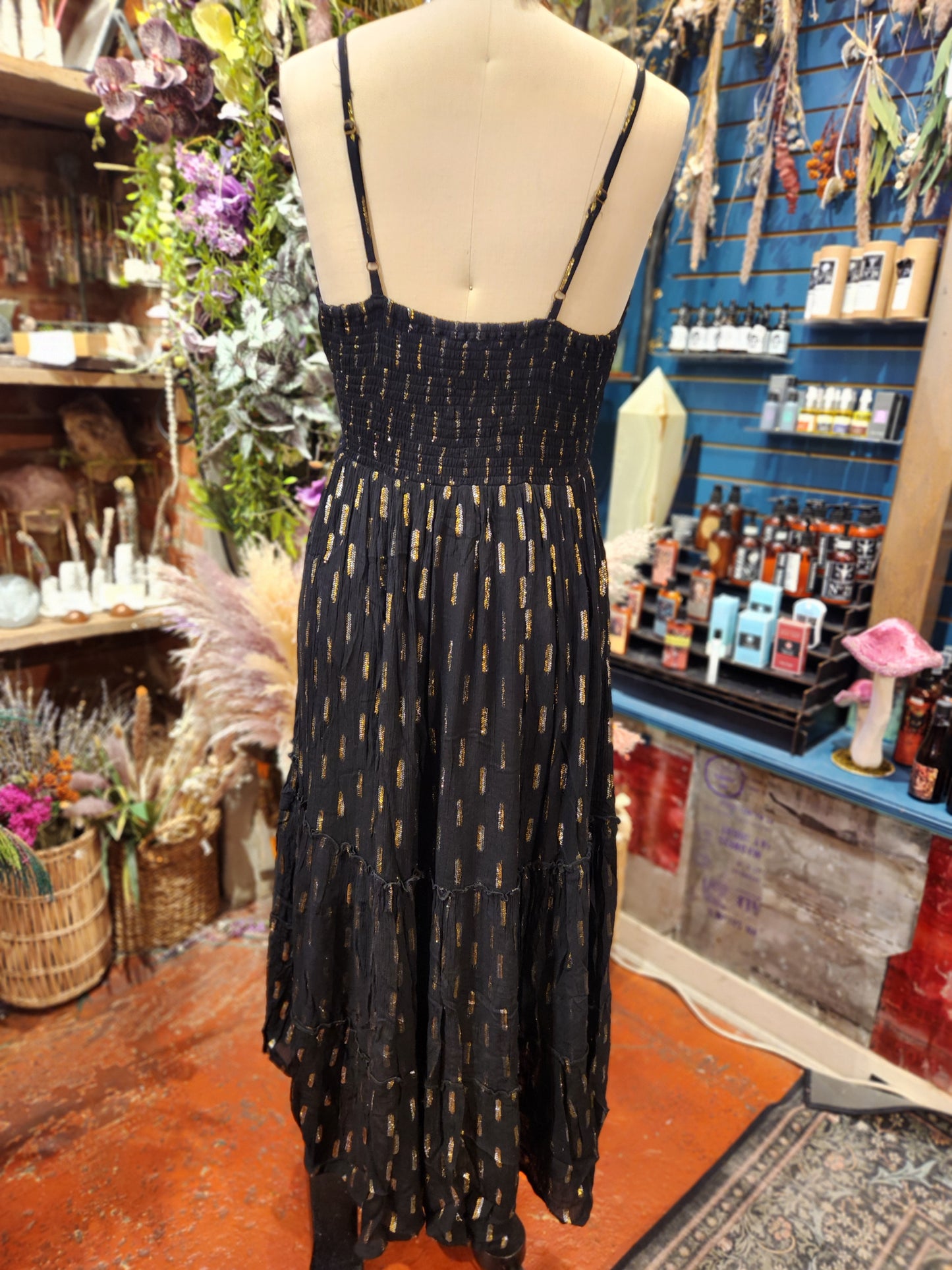 Long Beaded Boho Dress - Free Size