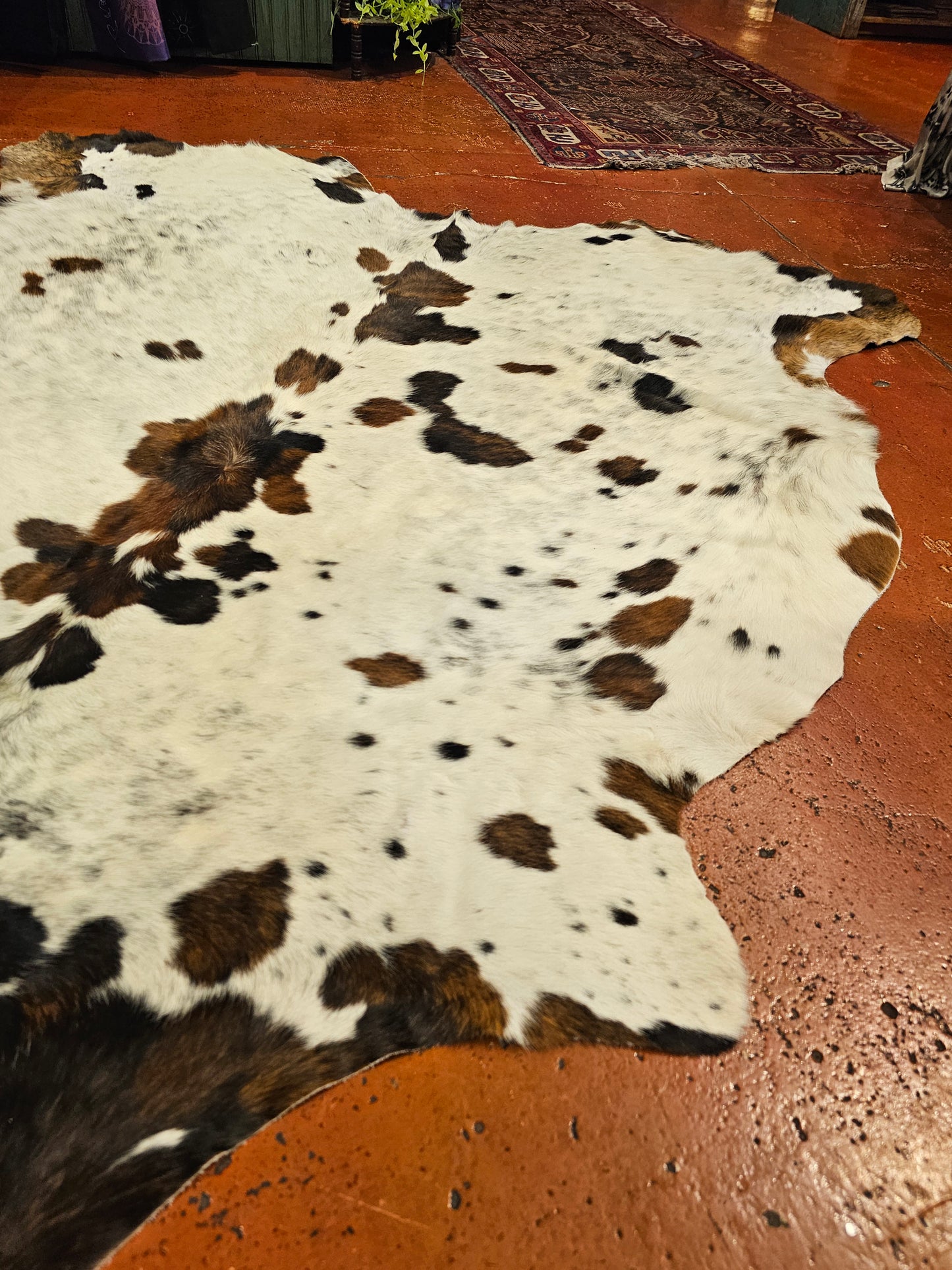 White & Black Speckled Cowhide Rug