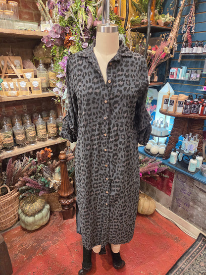 Saga Animal Print Shirt Dress