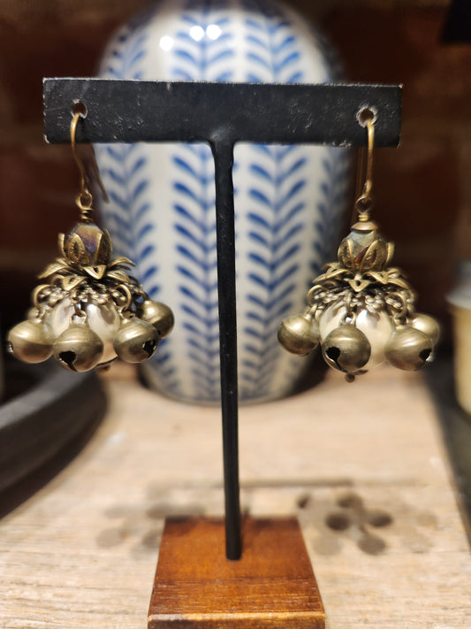Pearl Lotus Bell Earrings