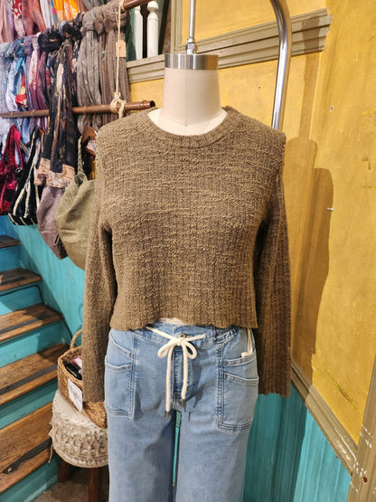 Curved Crop Sweater - Multiple Colors