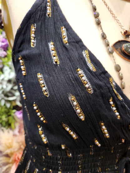 Long Beaded Boho Dress - Free Size