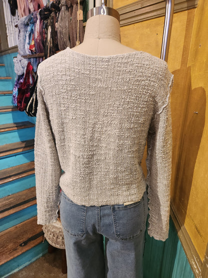 Crop Textured Cardigan - Sweater Knit