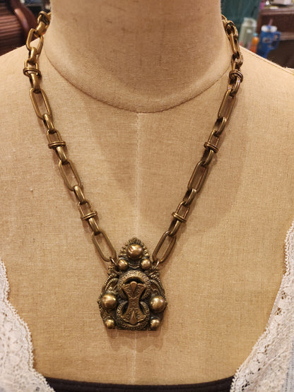 OOAK Vintage Chain with Vintage Shoe Clip Pendant