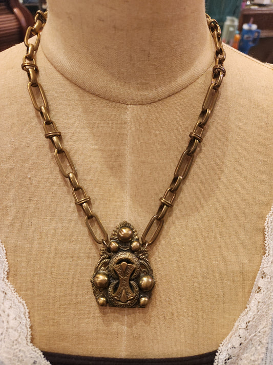 OOAK Vintage Chain with Vintage Shoe Clip Pendant