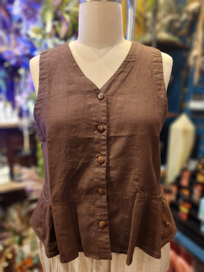 Kleen Linen/ Cotton Tucks Vest