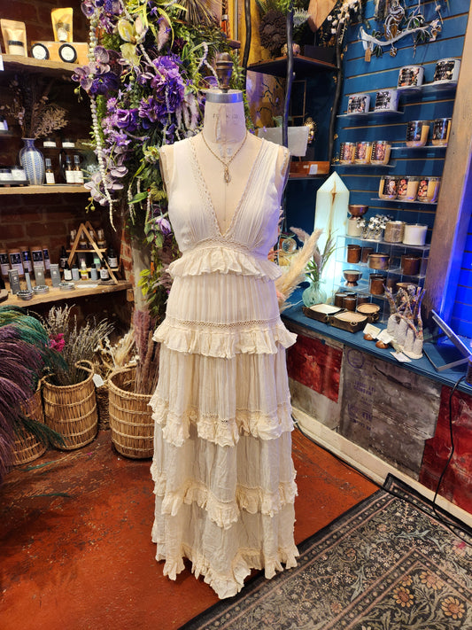 The Victoria - V Neck Ruffle Dress ( one size)