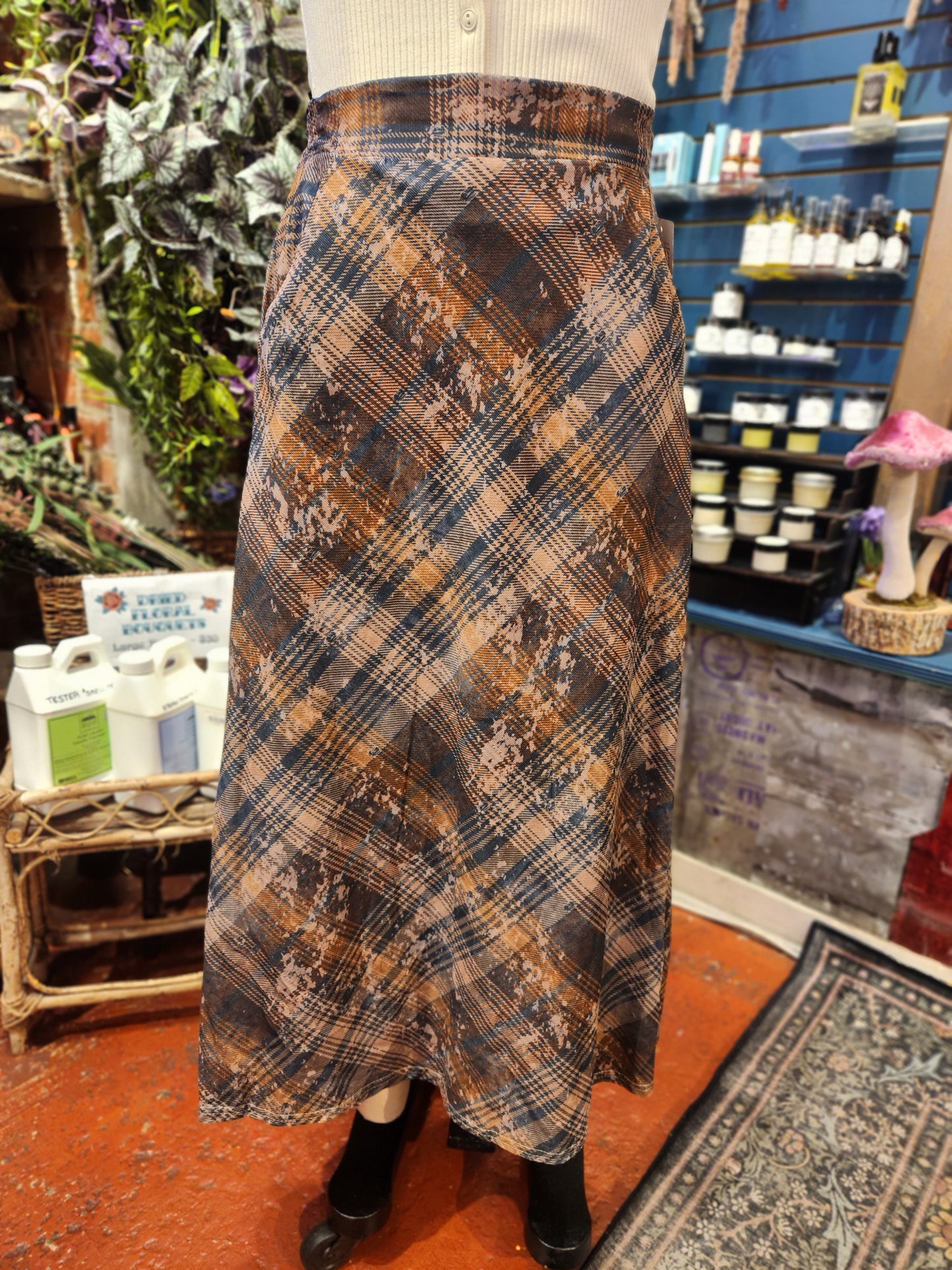 Corduroy Plaid Skirt