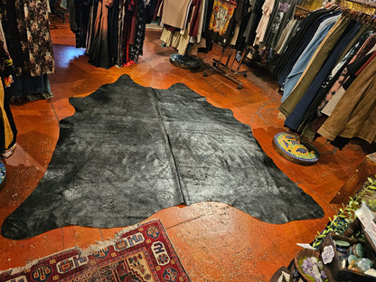 Black & Silver Metallic Cowhide Rug