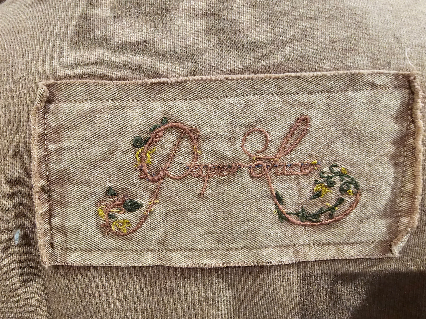 Short Jacket w/ Small Ruching & Hand Made Fabric Flowers - Brown