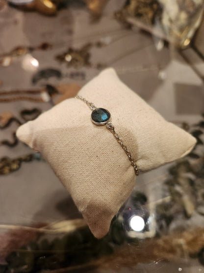 Labradorite Stone Sterling Silver Bracelet