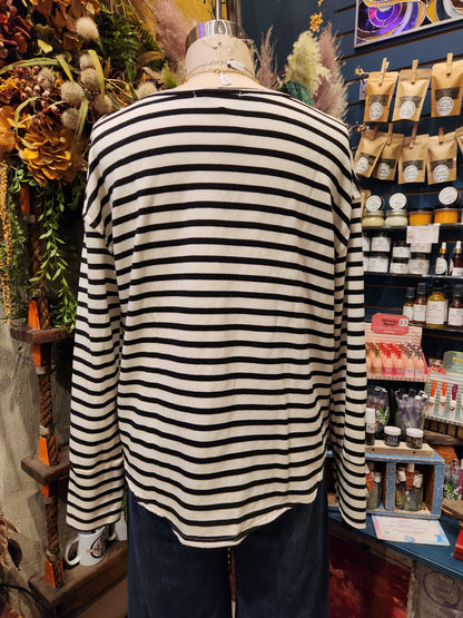 Thumbhole Top - Black Stripe & Laundered