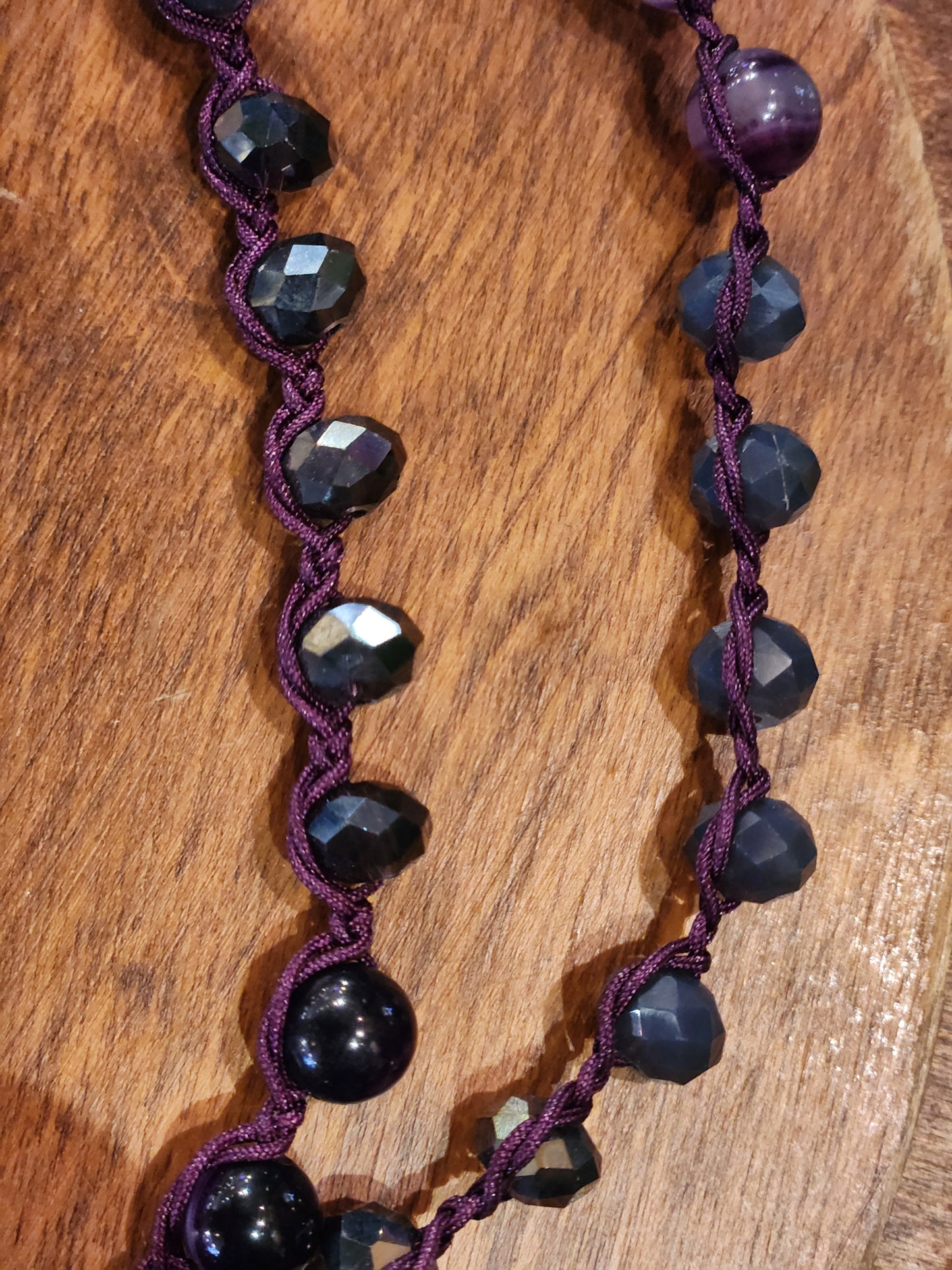 Sugilite and Jasper Statement Pendant with Agate Beaded Necklace
