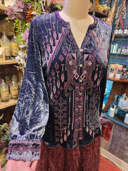 Kyoko- Velvet Button Blouse