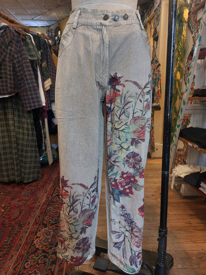 Khaki Floral Embroidery Pant