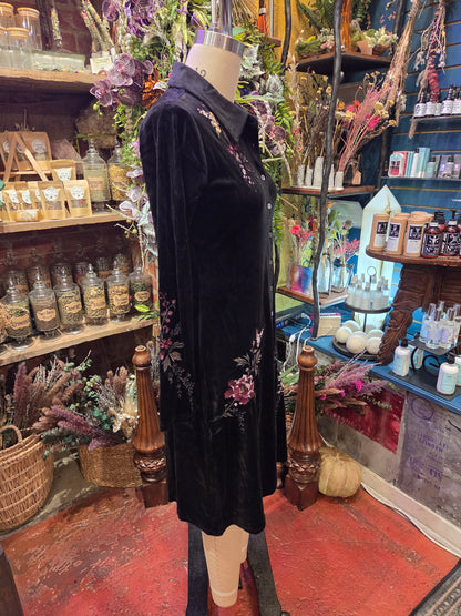Velour Knit Shirt Dress