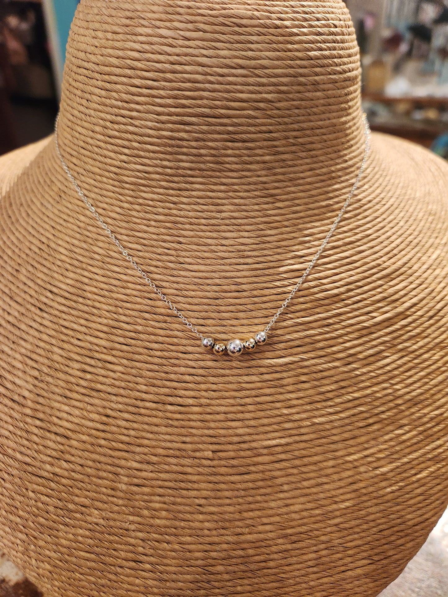 Floating Small Bead Sterling Silver Necklace