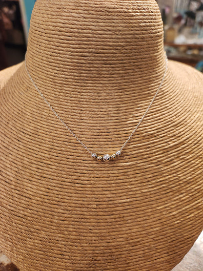 Floating Small Bead Sterling Silver Necklace