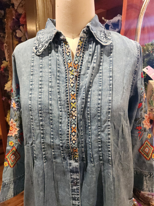 Desert Rose Pin Tuck Dress - Denim