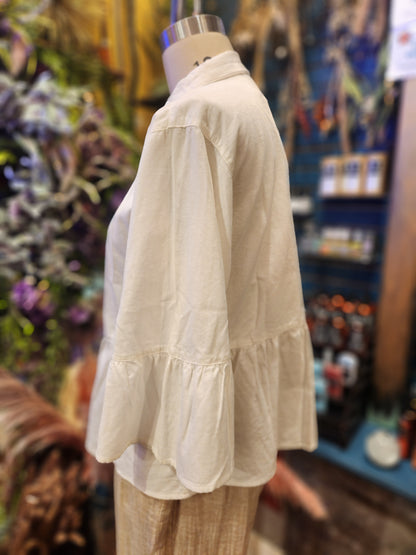 Kleen Linen/ Cotton  Ruffle Crop Jacket