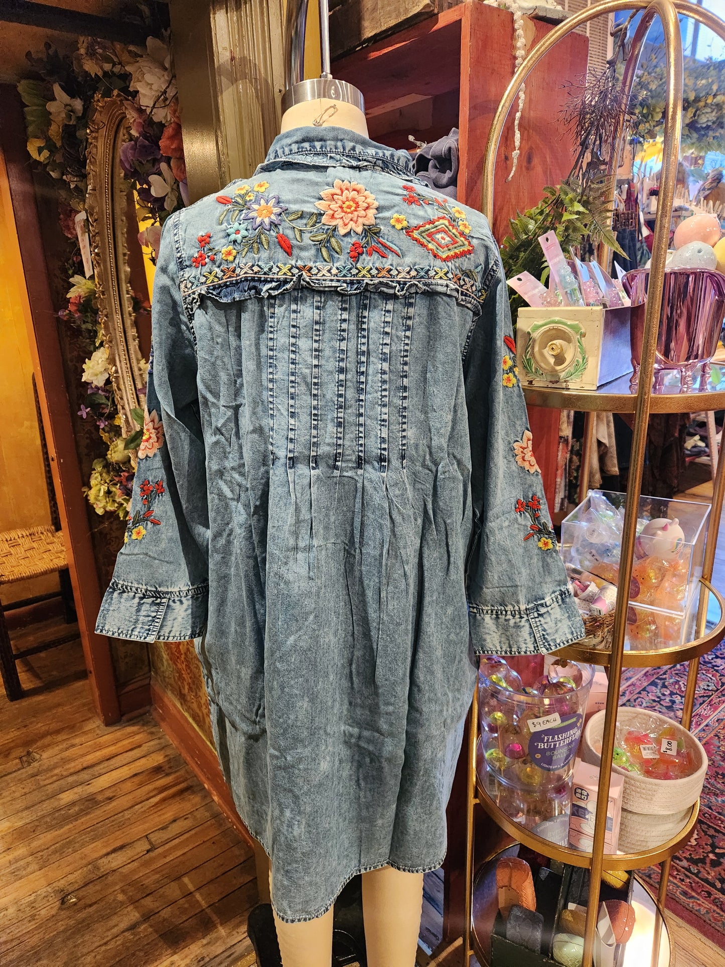 Desert Rose Pin Tuck Dress - Denim
