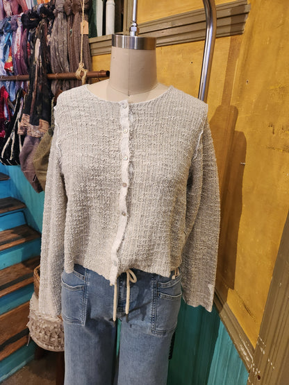 Crop Textured Cardigan - Sweater Knit