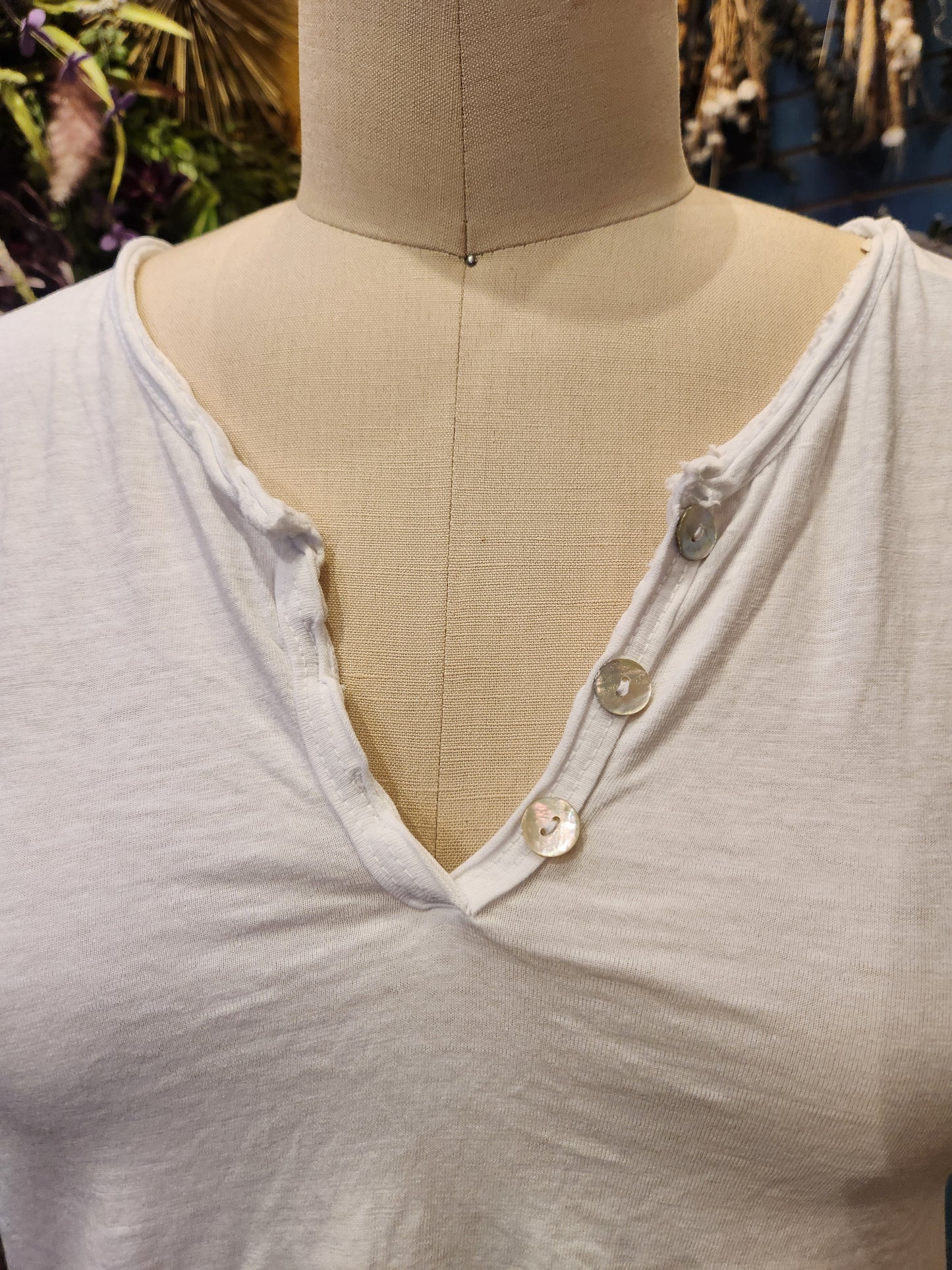 Henley Cotton Summer Top  (multiple colors available )