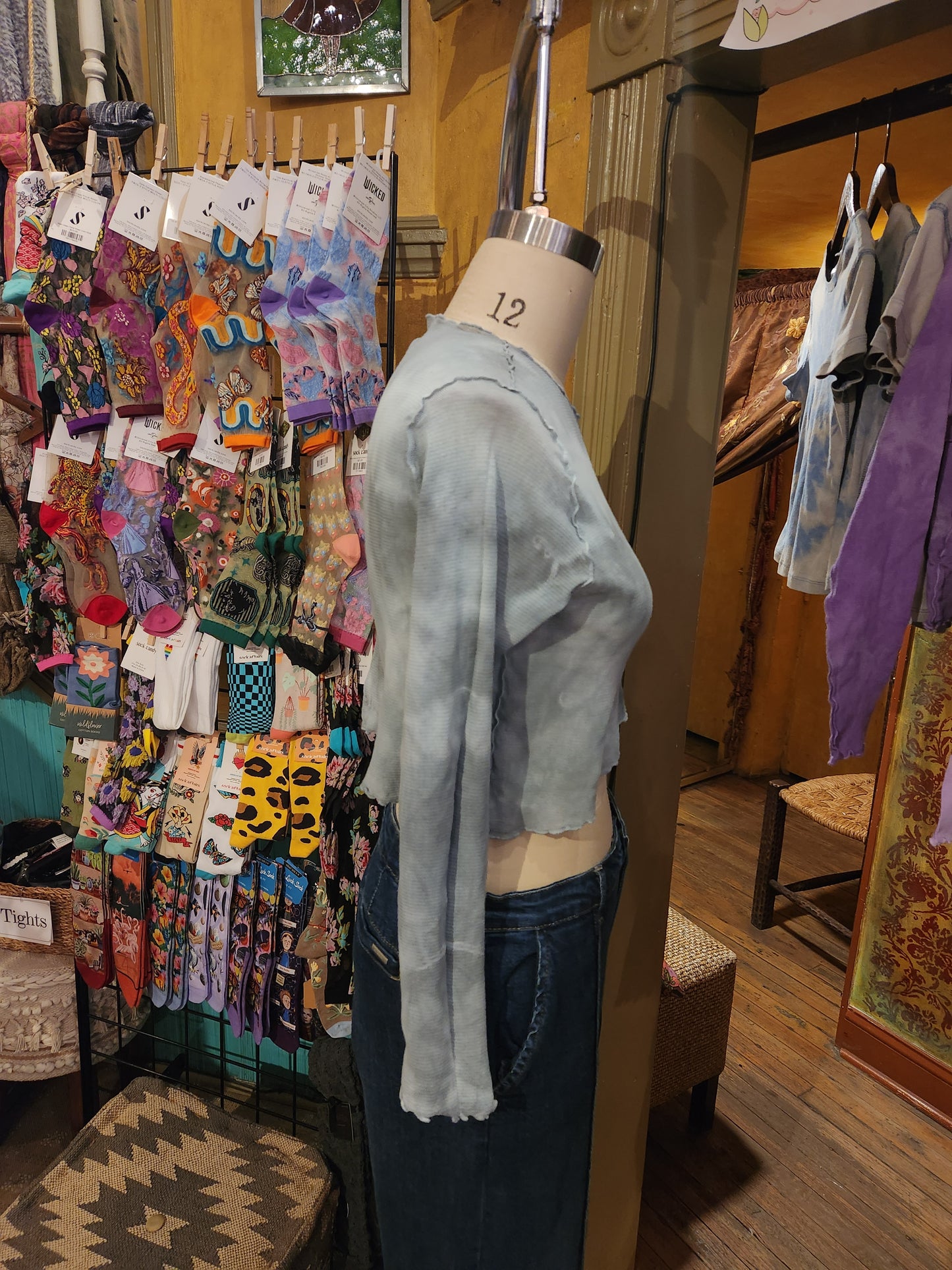 Hand Dyed 'Cutloose' Mesh Top - Blue