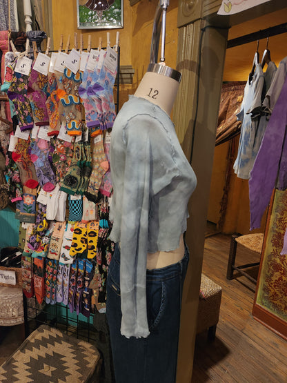 Hand Dyed 'Cutloose' Mesh Top - Blue