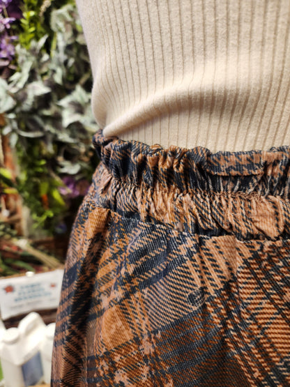 Corduroy Plaid Skirt