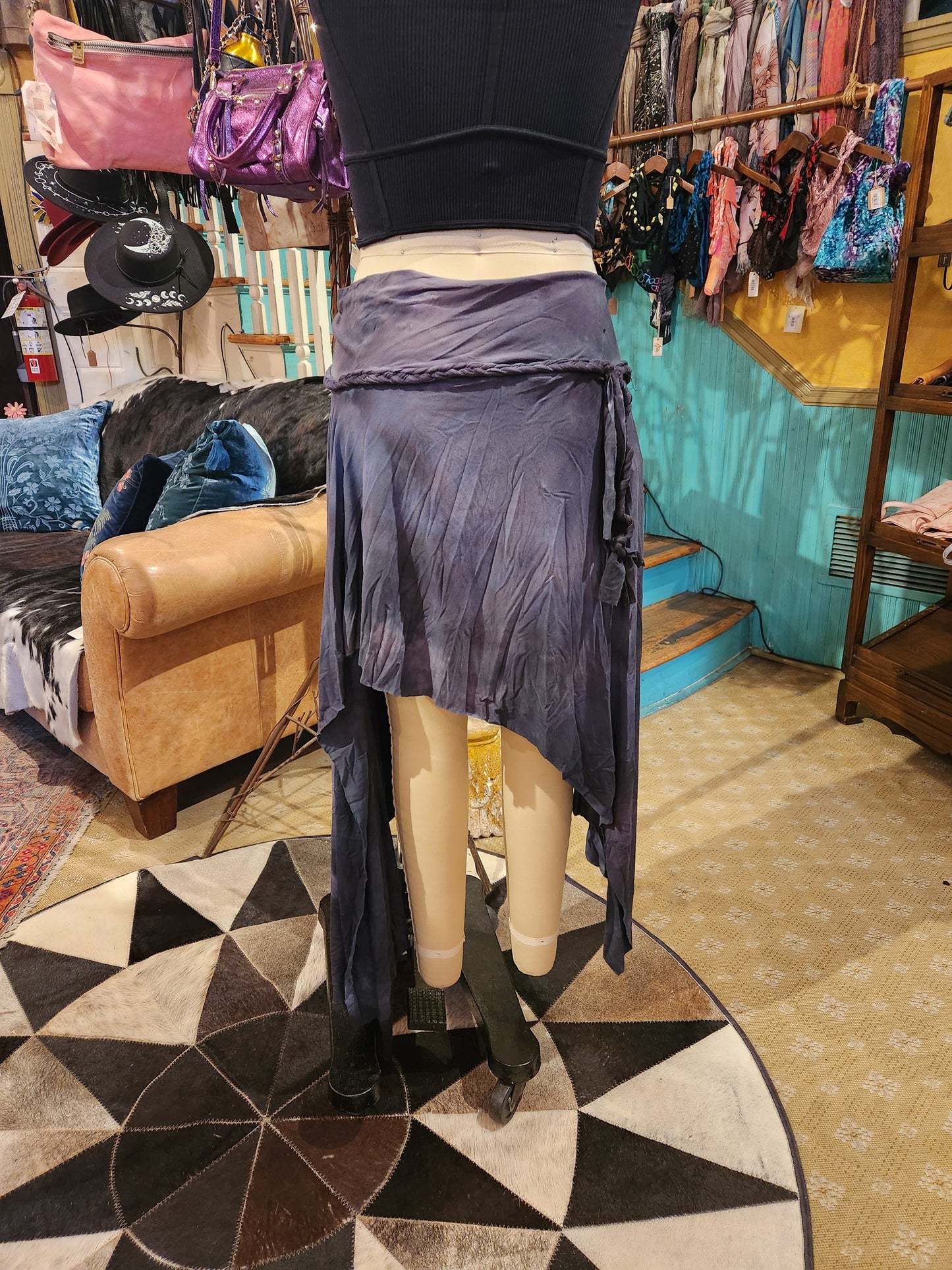 Maxi Athena Skirt - Blue Gray w/ Braided Tie