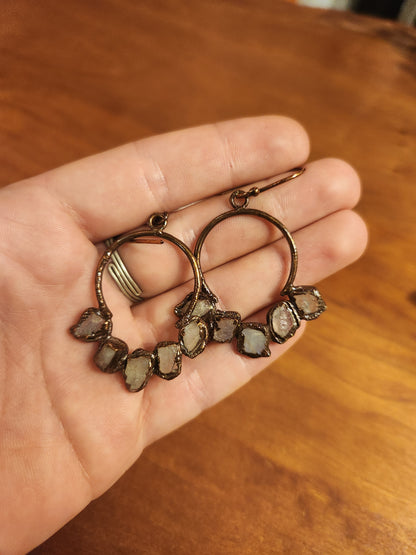 Rainbow Moonstone Copper Earrings