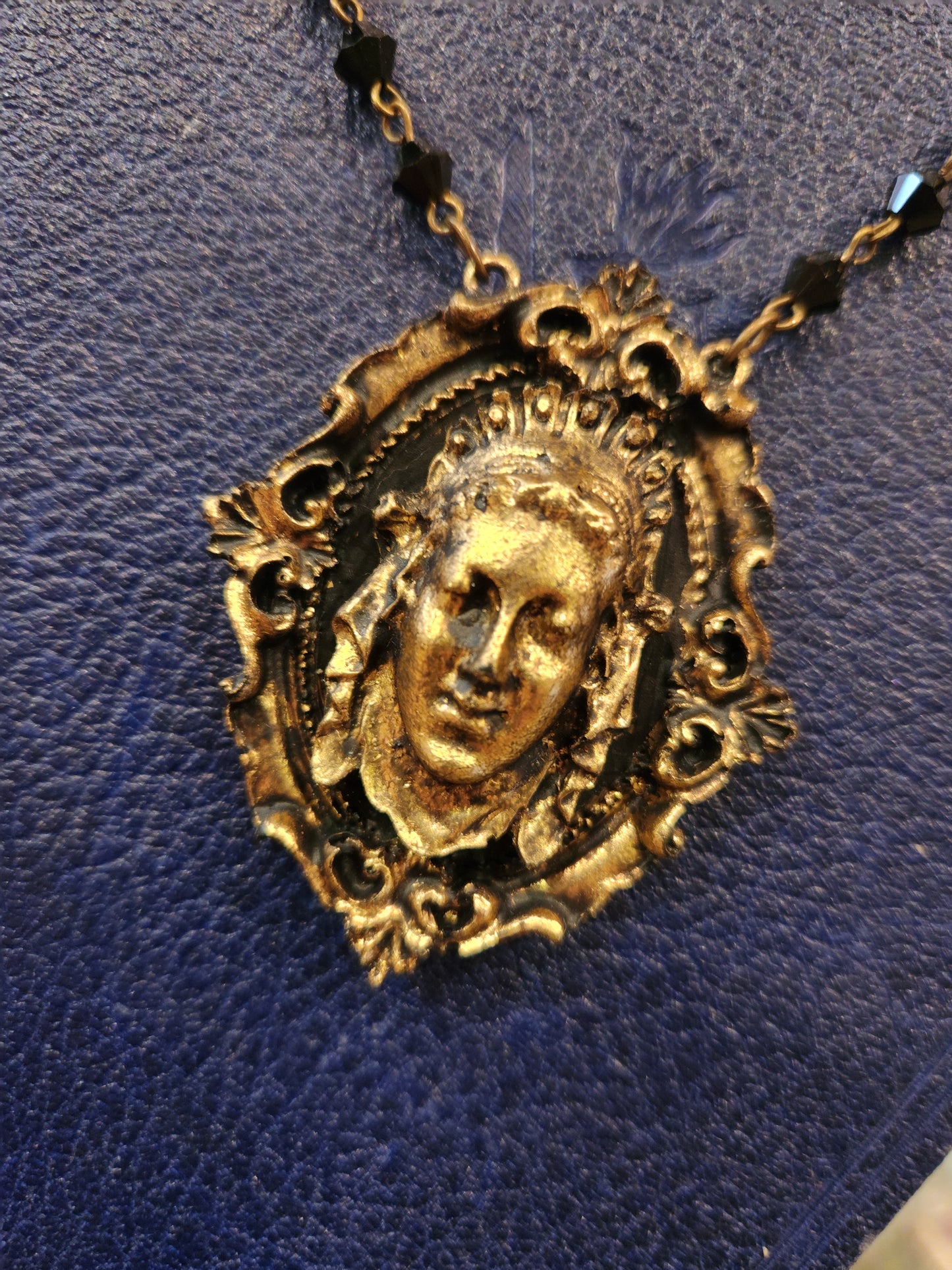 The Dame  Handmade Hidden Portrait Necklace