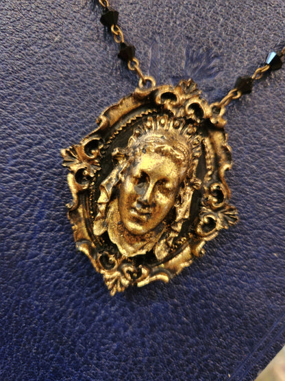 The Dame  Handmade Hidden Portrait Necklace