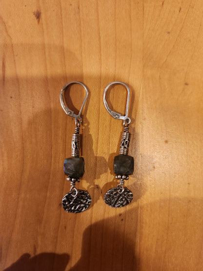 Textured Drop Earrings - Sterling Silver